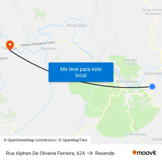 Rua Alphen De Oliveira Ferreira, 624 to Resende map