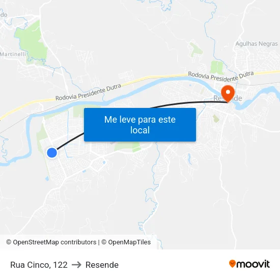 Rua Cinco, 122 to Resende map