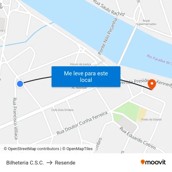 Bilheteria C.S.C., Resende to Resende map