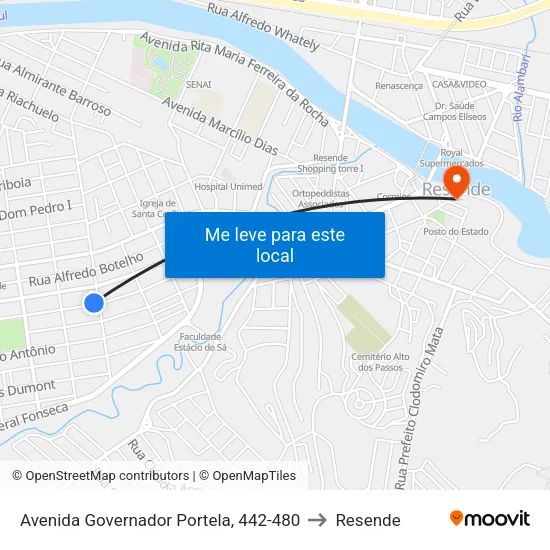 Avenida Governador Portela, 442-480 to Resende map