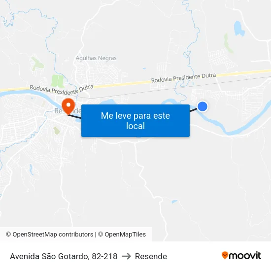 Avenida São Gotardo, 82-218 to Resende map