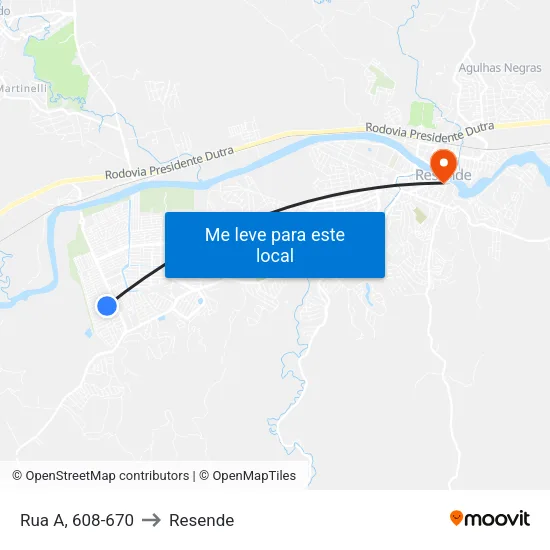 Ginásio Morada Da Montanha, Resende to Resende map