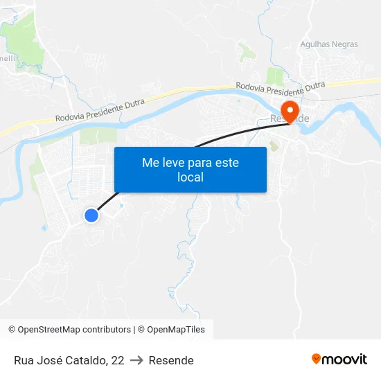 Rua José Cataldo, 22 to Resende map