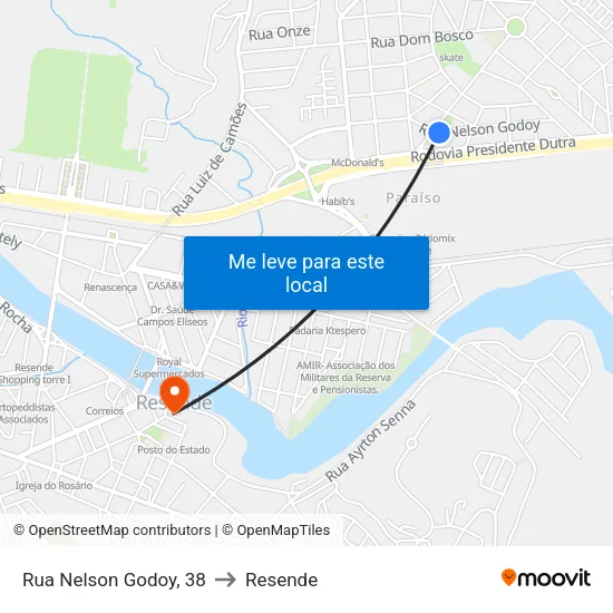 Praça Nelson Godoy, Resende to Resende map