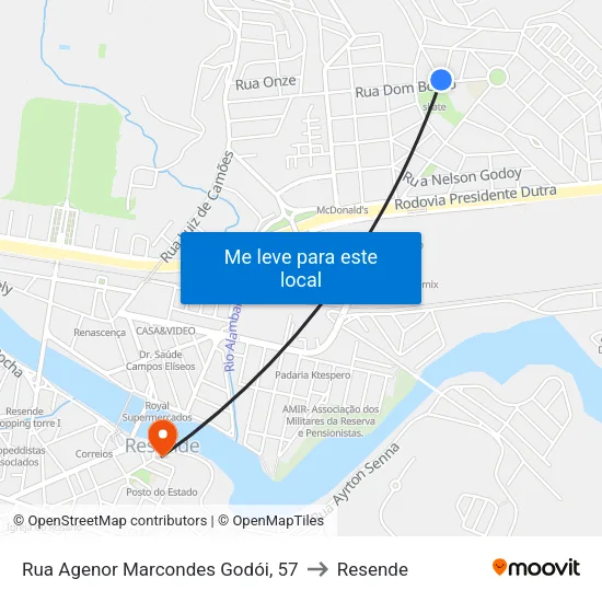 Rua Agenor Marcondes Godói, 57 to Resende map