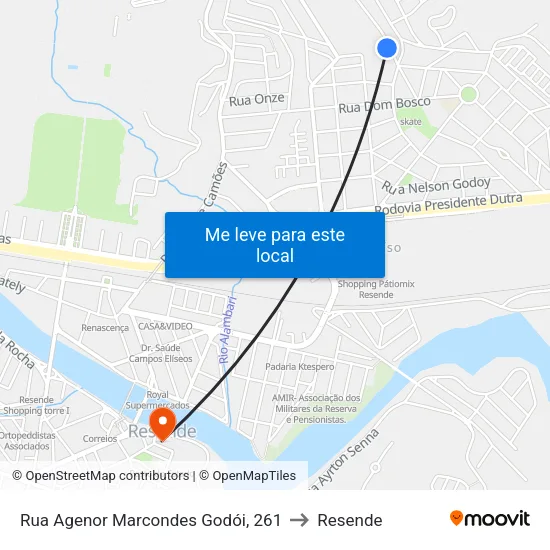 Rua Agenor Marcondes Godói, 261 to Resende map