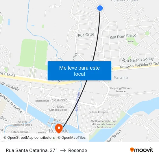 Rua Santa Catarina, 371 to Resende map