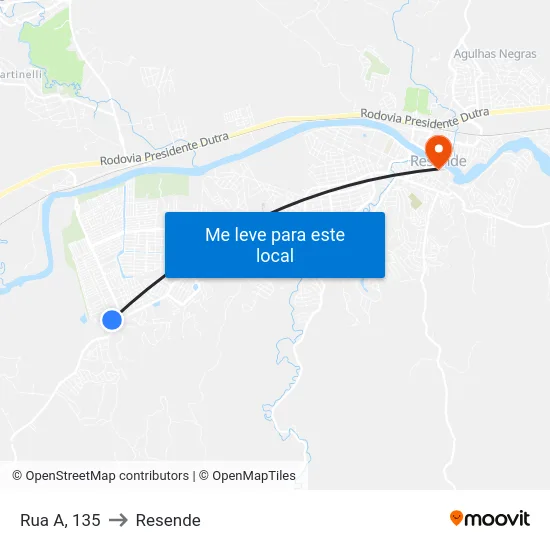 Rua A, 135 to Resende map