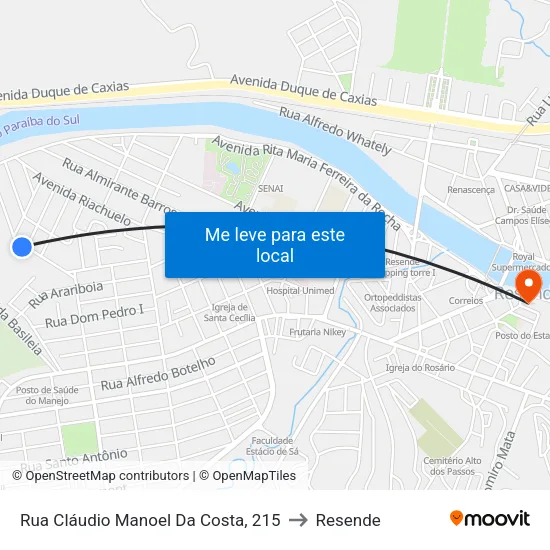 Rua Cláudio Manoel Da Costa, 215 to Resende map