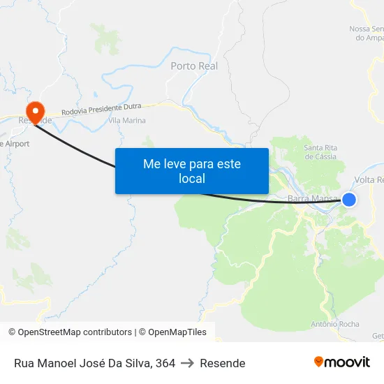 Rua Manoel José Da Silva, 364 to Resende map