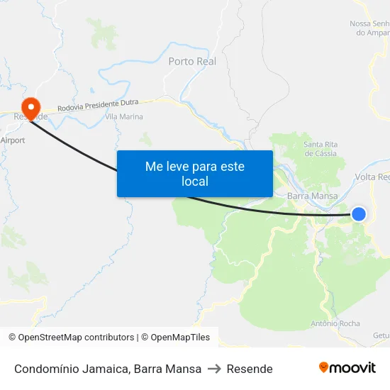Condomínio Jamaica, Barra Mansa to Resende map