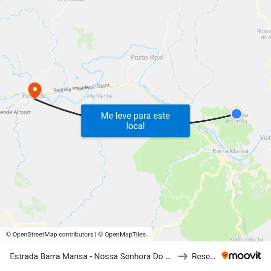 Estrada Barra Mansa - Nossa Senhora Do Amparo, 877 to Resende map