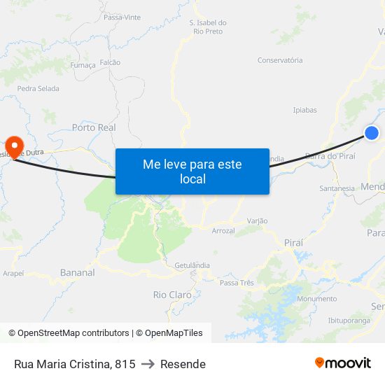 Rua Maria Cristina, 815 to Resende map