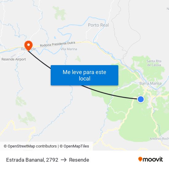 Estrada Bananal, 2792 to Resende map