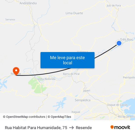 Rua Habitat Para Humanidade, 75 to Resende map