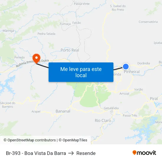 Br-393 - Boa Vista Da Barra, Barra Do Piraí to Resende map