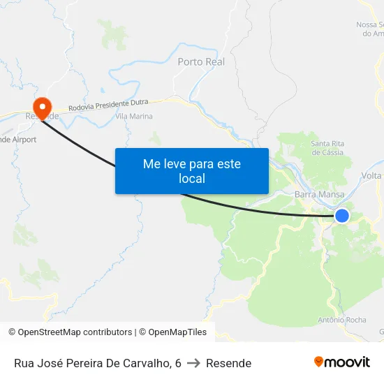 Rua José Pereira De Carvalho, 6 to Resende map