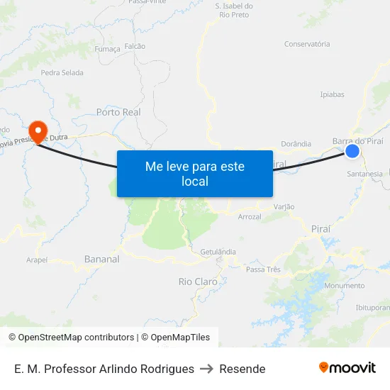 E. M. Professor Arlindo Rodrigues, Barra Do Piraí to Resende map