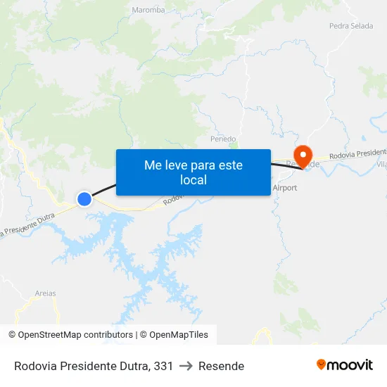 Rodovia Presidente Dutra, 331 to Resende map