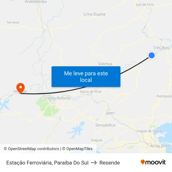 Estação Ferroviária, Paraíba Do Sul to Resende map