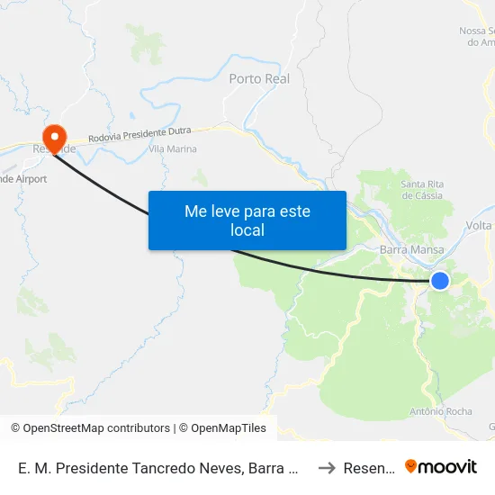 E. M. Presidente Tancredo Neves, Barra Mansa to Resende map