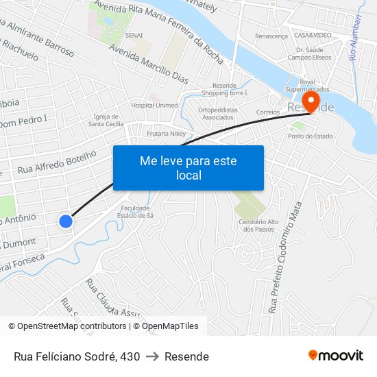 Rua Felíciano Sodré, 430 to Resende map