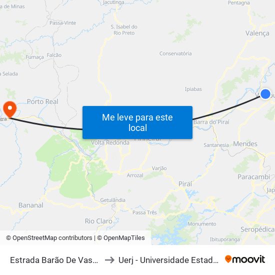 Estrada Barão De Vassouras, 1884-2068 to Uerj - Universidade Estadual Do Rio De Janeiro map