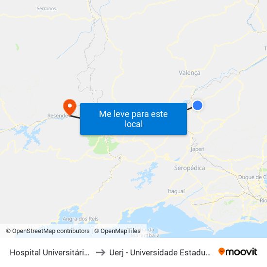 Hospital Universitário De Vassouras to Uerj - Universidade Estadual Do Rio De Janeiro map