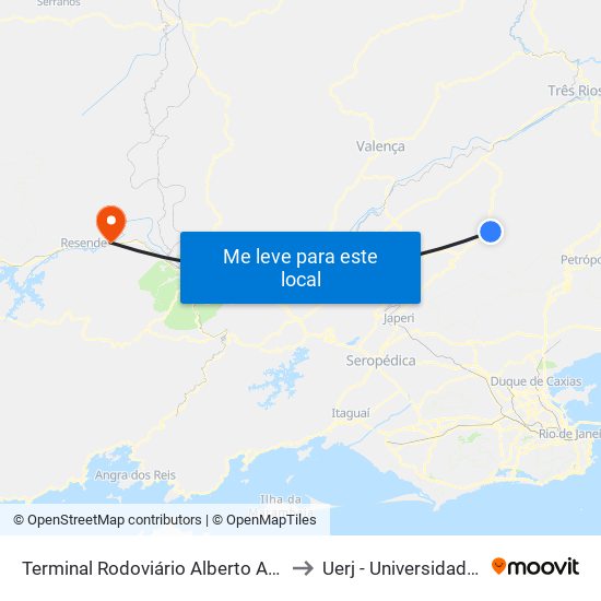 Terminal Rodoviário Alberto Antônio De Queiroz (Centro De Paty Do Alferes) to Uerj - Universidade Estadual Do Rio De Janeiro map