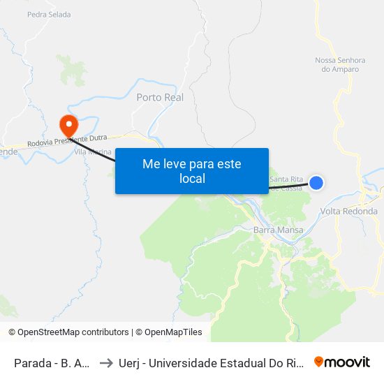 Parada - B. Açude II to Uerj - Universidade Estadual Do Rio De Janeiro map