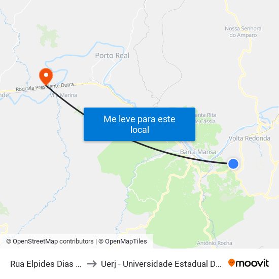 Rua Elpides Dias Maciel, 29 to Uerj - Universidade Estadual Do Rio De Janeiro map