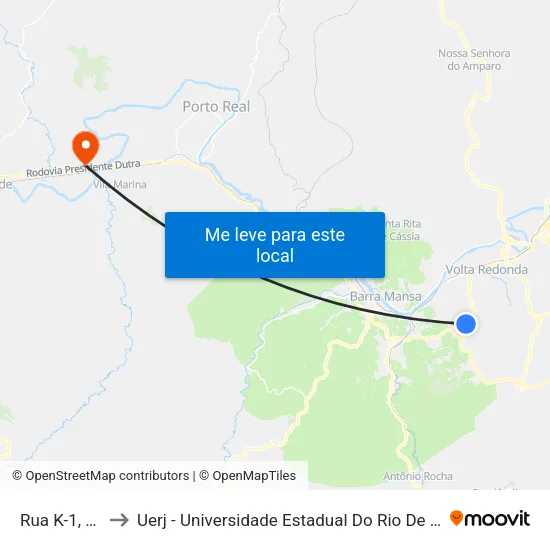 Rua K-1, 550 to Uerj - Universidade Estadual Do Rio De Janeiro map