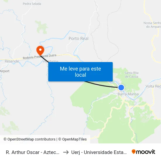 R. Arthur Oscar - Azteca Clube, Barra Mansa to Uerj - Universidade Estadual Do Rio De Janeiro map