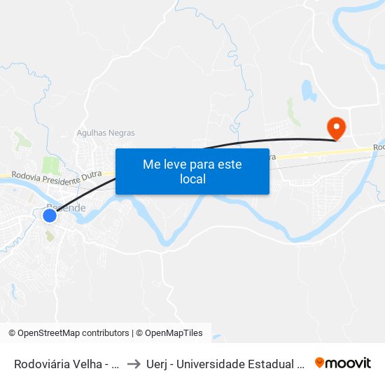 Rodoviária Velha - Resendense to Uerj - Universidade Estadual Do Rio De Janeiro map