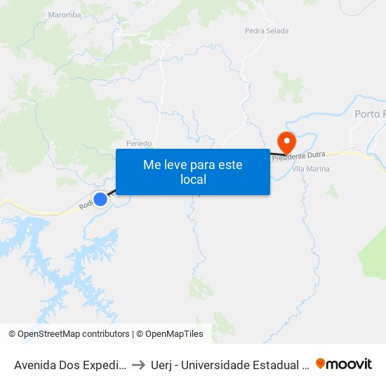 Avenida Dos Expedicionários, 57 to Uerj - Universidade Estadual Do Rio De Janeiro map
