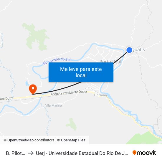 B. Pilotos to Uerj - Universidade Estadual Do Rio De Janeiro map