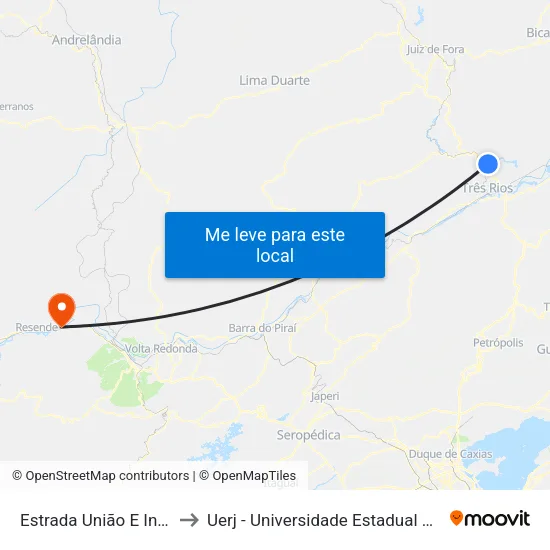 Estrada União E Indústria, 851 to Uerj - Universidade Estadual Do Rio De Janeiro map