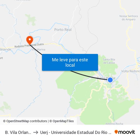 B. Vila Orlandélia to Uerj - Universidade Estadual Do Rio De Janeiro map