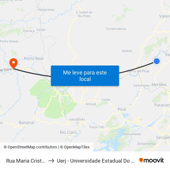 Rua Maria Cristina, 985 to Uerj - Universidade Estadual Do Rio De Janeiro map
