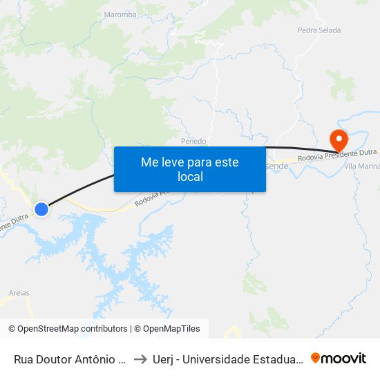 Rua Doutor Antônio Veiga Silva, 68 to Uerj - Universidade Estadual Do Rio De Janeiro map