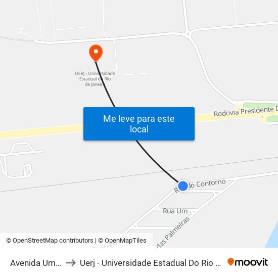 Avenida Um, 174 to Uerj - Universidade Estadual Do Rio De Janeiro map