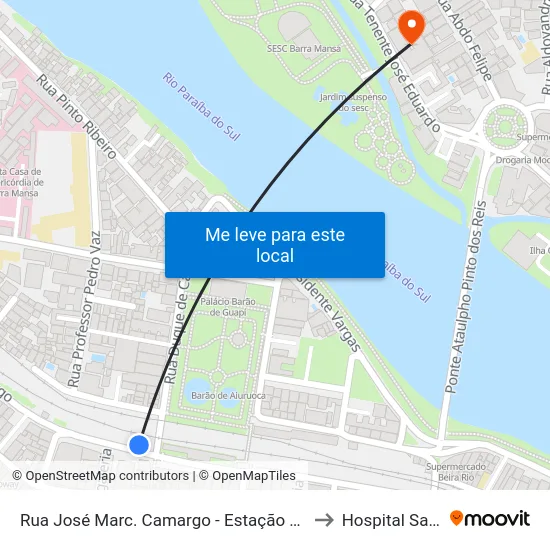 Rua José Marc. Camargo - Estação Ferroviária, Barra Mansa to Hospital Santa Maria map