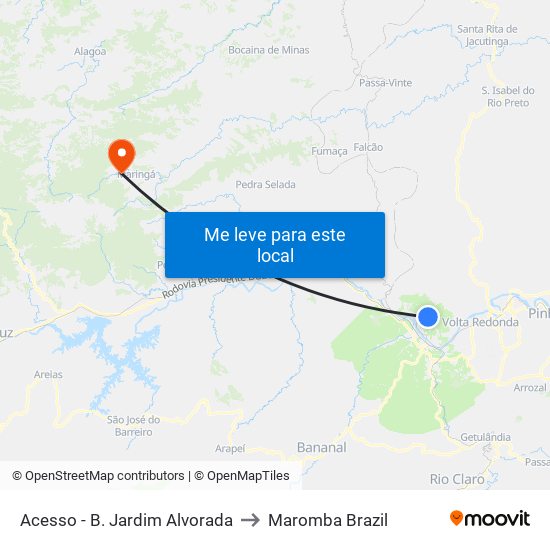 Acesso - B. Jardim Alvorada to Maromba Brazil map