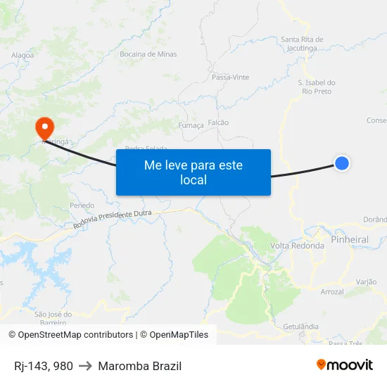 Rj-143, 980 to Maromba Brazil map