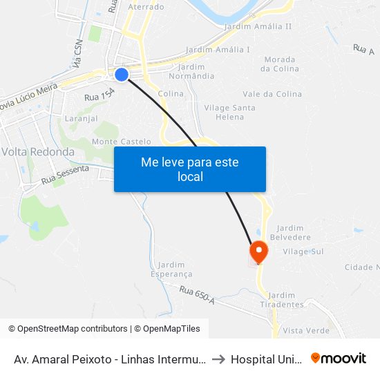 Av. Amaral Peixoto - Linhas Intermunicipais to Hospital Unimed map