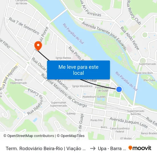 Terminal Rodoviário Beira-Rio | Viação Elite, Barra Mansa to Upa - Barra Mansa map