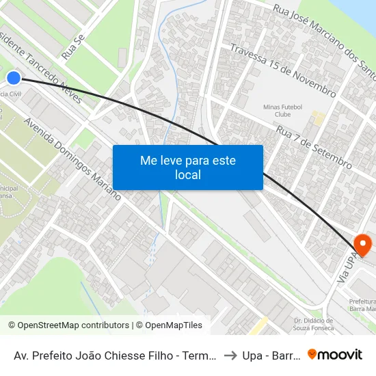 Av. Prefeito João Chiesse Filho - Terminal Triecon, Barra Mansa to Upa - Barra Mansa map