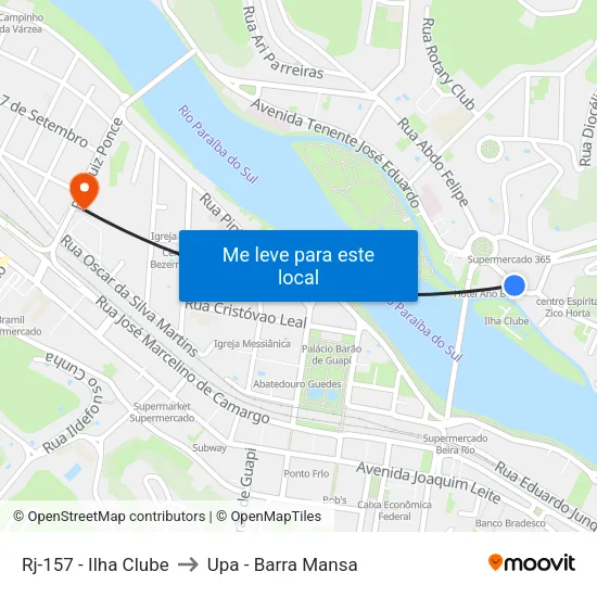 Rj-157 - Ilha Clube, Barra Mansa to Upa - Barra Mansa map