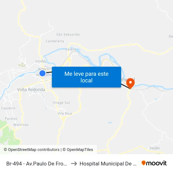 Br-494 - Av.Paulo De Frontin, 947 to Hospital Municipal De Pinheiral map
