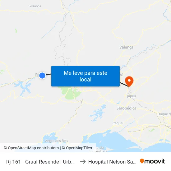 Rj-161 - Graal Resende | Urbanos to Hospital Nelson Salles map
